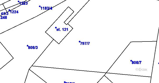 Parcela st. 797/7 v KÚ Čestice u Častolovic, Katastrální mapa