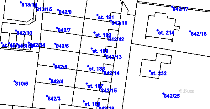Parcela st. 842/13 v KÚ Čestice u Častolovic, Katastrální mapa