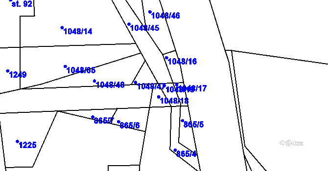 Parcela st. 1048/19 v KÚ Čestice u Častolovic, Katastrální mapa