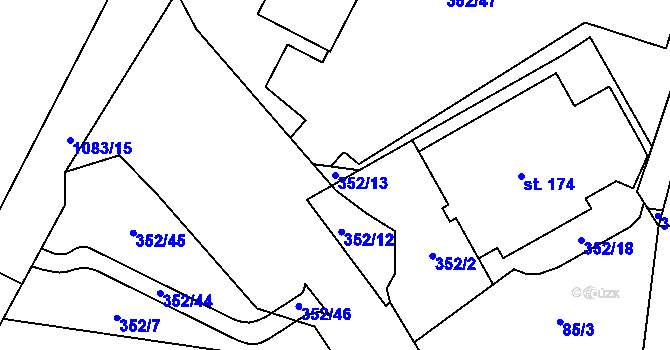 Parcela st. 352/13 v KÚ Čestice u Častolovic, Katastrální mapa