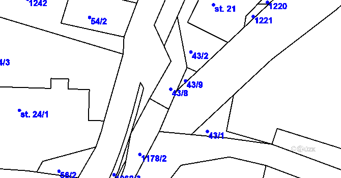 Parcela st. 43/8 v KÚ Čestice u Častolovic, Katastrální mapa
