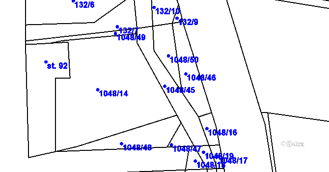 Parcela st. 1048/45 v KÚ Čestice u Častolovic, Katastrální mapa