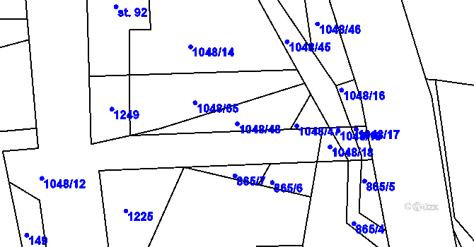 Parcela st. 1048/48 v KÚ Čestice u Častolovic, Katastrální mapa