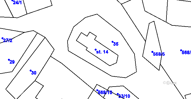 Parcela st. 14 v KÚ Čestín u Jankova, Katastrální mapa