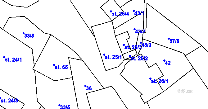 Parcela st. 25/1 v KÚ Čestín u Jankova, Katastrální mapa