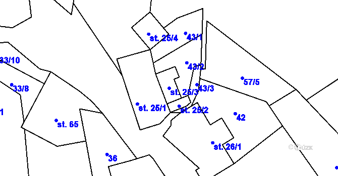 Parcela st. 25/3 v KÚ Čestín u Jankova, Katastrální mapa