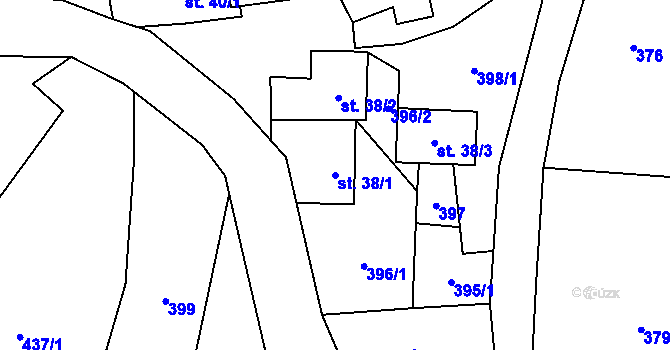 Parcela st. 38/1 v KÚ Čestín u Jankova, Katastrální mapa
