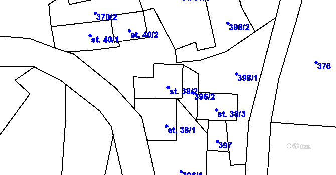 Parcela st. 38/2 v KÚ Čestín u Jankova, Katastrální mapa