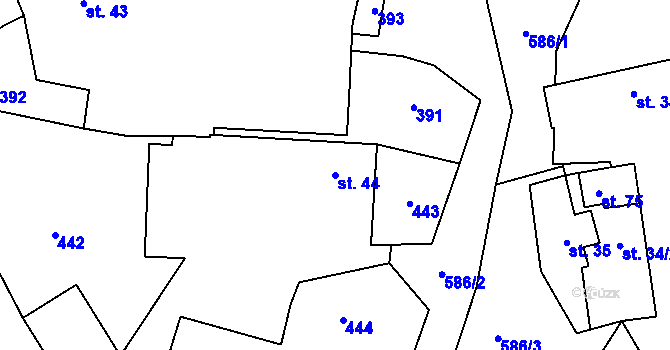 Parcela st. 44 v KÚ Čestín u Jankova, Katastrální mapa