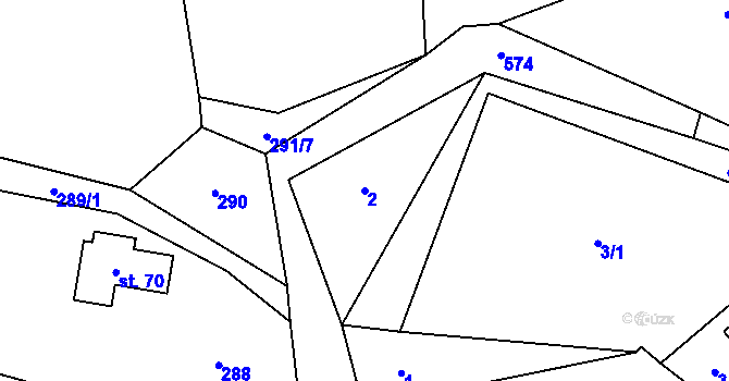 Parcela st. 2 v KÚ Čestín u Jankova, Katastrální mapa