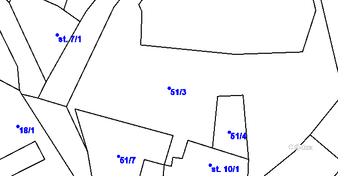 Parcela st. 51/3 v KÚ Čestín u Jankova, Katastrální mapa