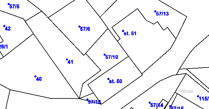 Parcela st. 57/10 v KÚ Čestín u Jankova, Katastrální mapa