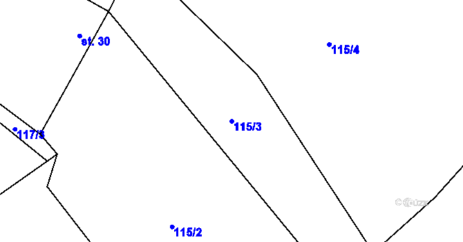 Parcela st. 115/3 v KÚ Čestín u Jankova, Katastrální mapa