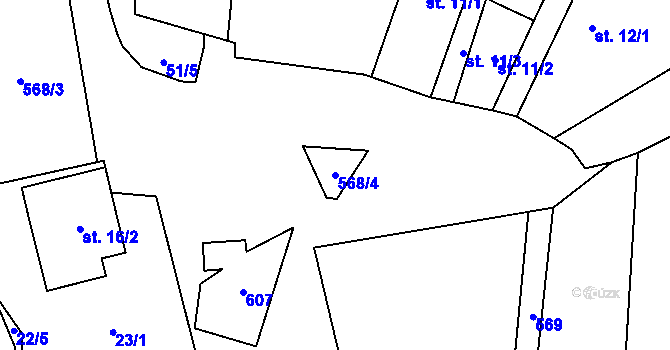 Parcela st. 568/4 v KÚ Čestín u Jankova, Katastrální mapa