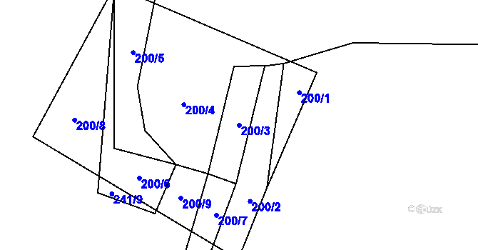 Parcela st. 200/3 v KÚ Čestín u Jankova, Katastrální mapa