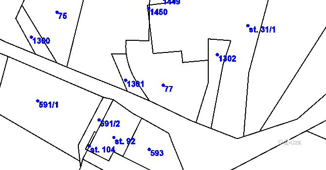 Parcela st. 77 v KÚ Čenovice, Katastrální mapa