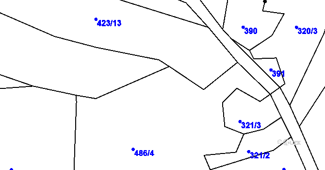 Parcela st. 423/4 v KÚ Čenovice, Katastrální mapa