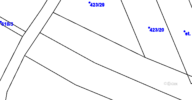 Parcela st. 423/32 v KÚ Čenovice, Katastrální mapa