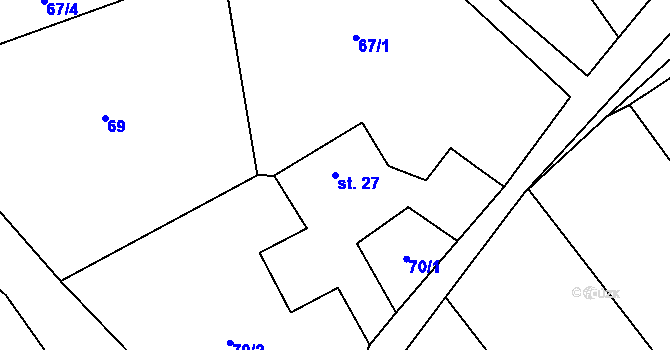 Parcela st. 27 v KÚ Čestín, Katastrální mapa
