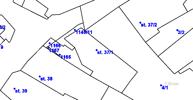 Parcela st. 37/1 v KÚ Čestín, Katastrální mapa