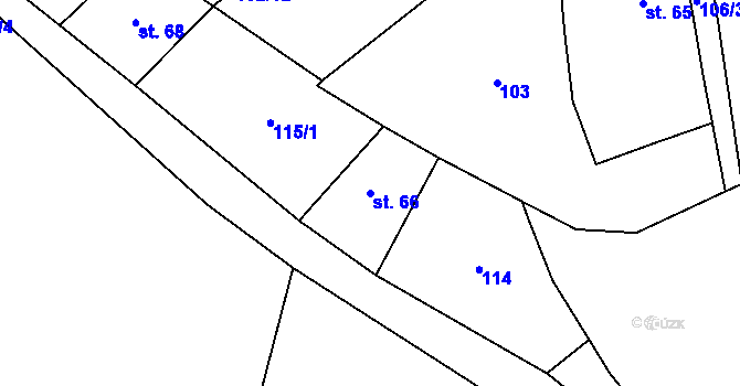 Parcela st. 66 v KÚ Čestín, Katastrální mapa