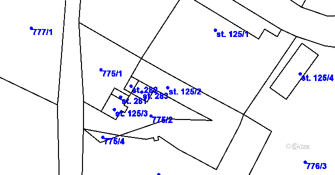 Parcela st. 125/2 v KÚ Čestín, Katastrální mapa