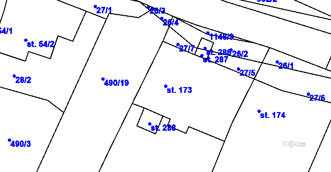 Parcela st. 173 v KÚ Čestín, Katastrální mapa