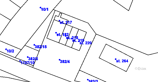 Parcela st. 220 v KÚ Čestín, Katastrální mapa