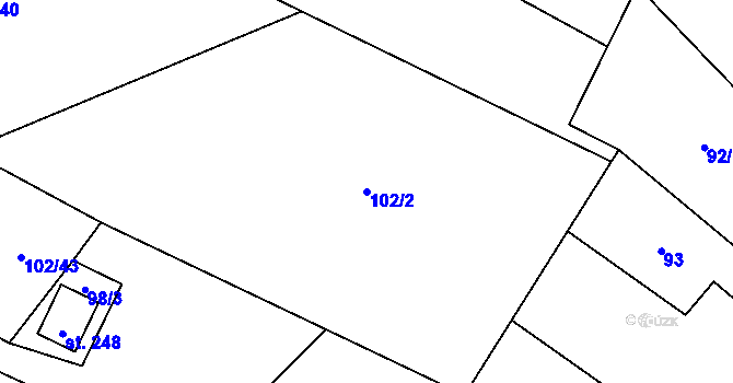 Parcela st. 102/2 v KÚ Čestín, Katastrální mapa