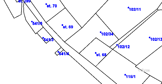 Parcela st. 116 v KÚ Čestín, Katastrální mapa