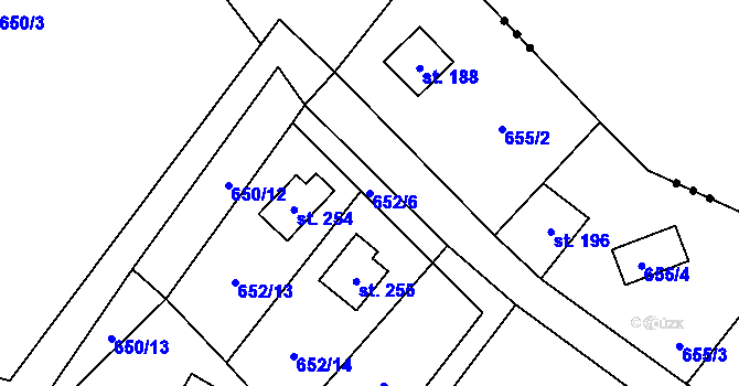 Parcela st. 652/6 v KÚ Čestín, Katastrální mapa