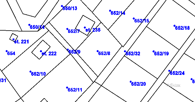 Parcela st. 652/8 v KÚ Čestín, Katastrální mapa