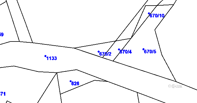 Parcela st. 670/2 v KÚ Čestín, Katastrální mapa