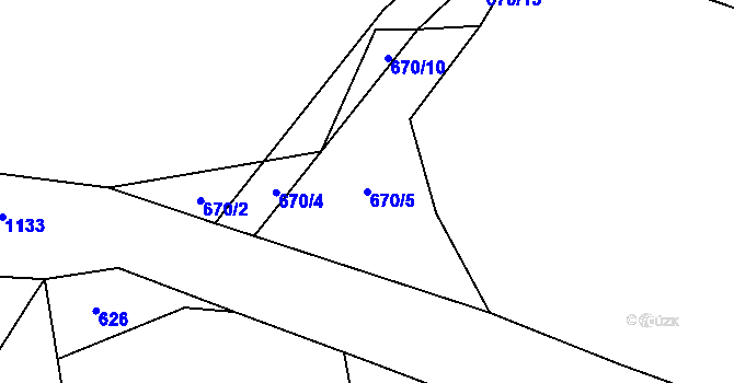 Parcela st. 670/5 v KÚ Čestín, Katastrální mapa