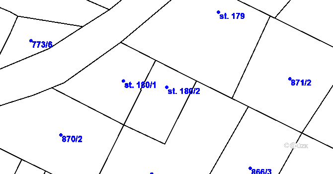 Parcela st. 180/2 v KÚ Čestín, Katastrální mapa