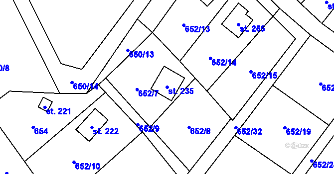 Parcela st. 235 v KÚ Čestín, Katastrální mapa