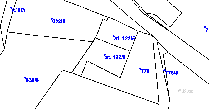 Parcela st. 122/6 v KÚ Čestín, Katastrální mapa
