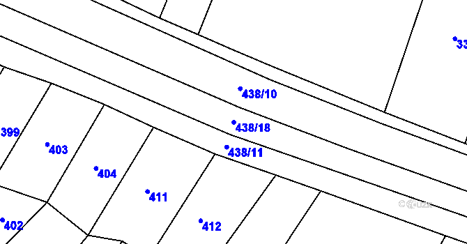 Parcela st. 438/18 v KÚ Čestín, Katastrální mapa