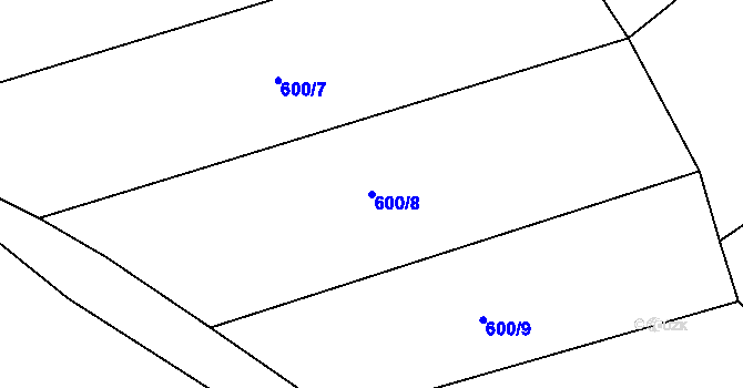 Parcela st. 600/8 v KÚ Čestín, Katastrální mapa