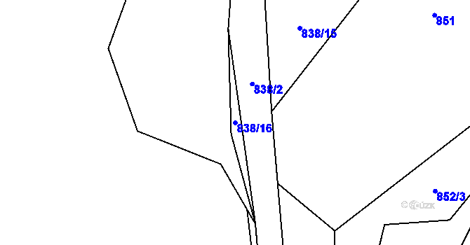 Parcela st. 838/16 v KÚ Čestín, Katastrální mapa