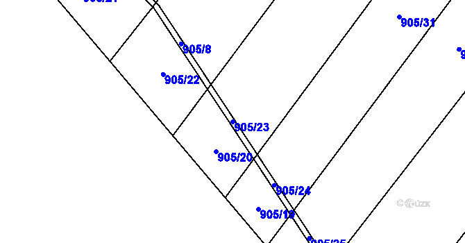 Parcela st. 905/23 v KÚ Čestín, Katastrální mapa