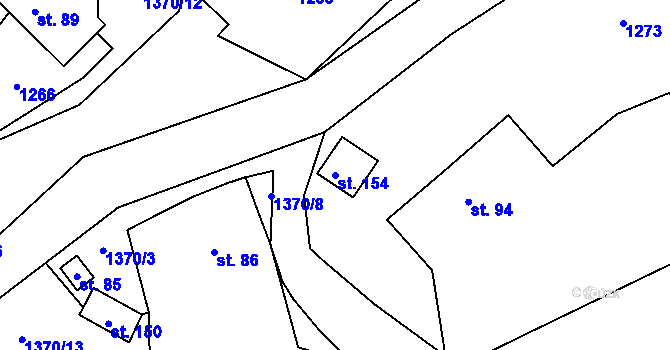 Parcela st. 154 v KÚ Kasanice, Katastrální mapa