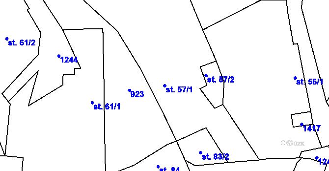 Parcela st. 57/1 v KÚ Kněž u Čestína, Katastrální mapa