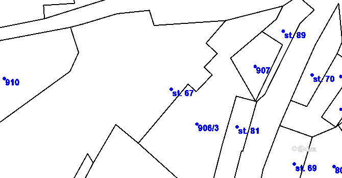 Parcela st. 67 v KÚ Kněž u Čestína, Katastrální mapa