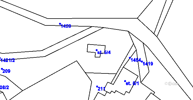 Parcela st. 5/4 v KÚ Polipsy, Katastrální mapa