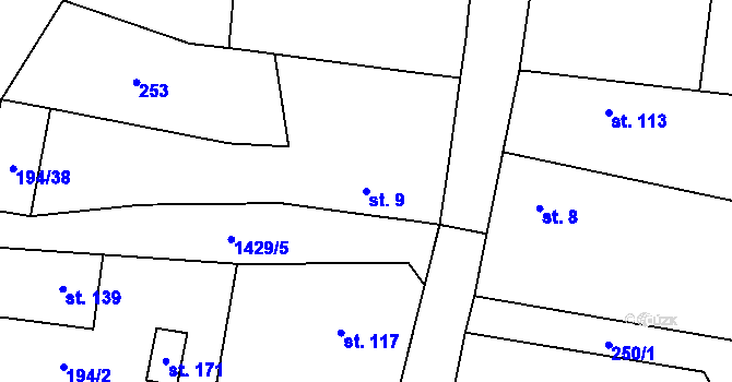 Parcela st. 9 v KÚ Polipsy, Katastrální mapa