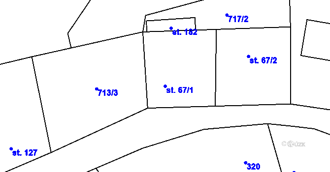 Parcela st. 67/1 v KÚ Polipsy, Katastrální mapa