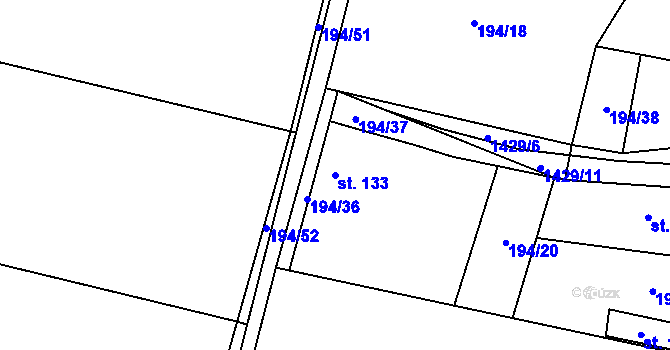 Parcela st. 133 v KÚ Polipsy, Katastrální mapa