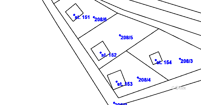 Parcela st. 152 v KÚ Polipsy, Katastrální mapa