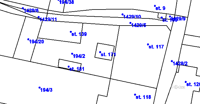 Parcela st. 171 v KÚ Polipsy, Katastrální mapa